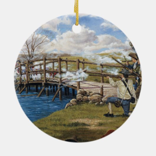 De Shot Heard rondom de wereldwijde strijd om conc Keramisch Ornament (Achterkant)