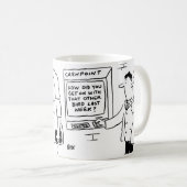 De shows van Cashpoint ATM wiege bericht vragend o Koffiemok (Voorkant rechts)