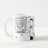 De shows van Cashpoint ATM wiege bericht vragend o Koffiemok (Links)