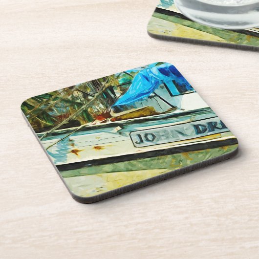 De Shrimp Boat John Drew Abstract impressionisme Onderzetter (Linkerzijde)