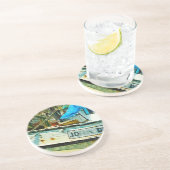 De Shrimp Boat John Drew Abstract impressionisme Zandsteen Onderzetter (Zijkant)