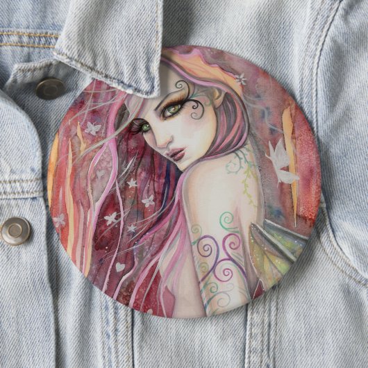 De Shy Flirt Modern Fairy Fantasy Art Ronde Button 6,0 Cm (In situ)