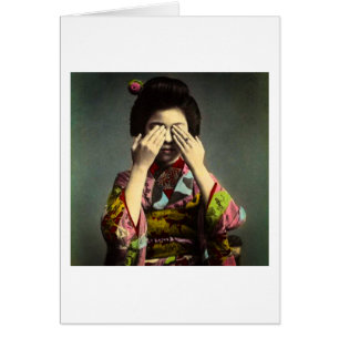 De  Shy Geisha Old Japan Hand gekleurd