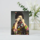 De  Shy Geisha Old Japan Hand gekleurd Briefkaart (Staand voorkant)
