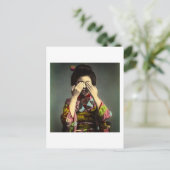 De  Shy Geisha Old Japan Hand gekleurd Briefkaart (Staand voorkant)