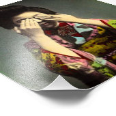 De  Shy Geisha Old Japan Hand gekleurd Foto Afdruk (Hoek)
