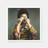 De  Shy Geisha Old Japan Hand gekleurd Servetten (Voorkant)