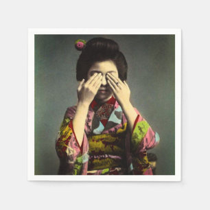 De  Shy Geisha Old Japan Hand gekleurd Servetten