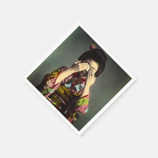 De  Shy Geisha Old Japan Hand gekleurd Servetten (Hoek)