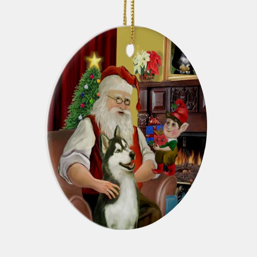De Siberische Husky van de Kerstman #3 Keramisch Ornament (Rechts)
