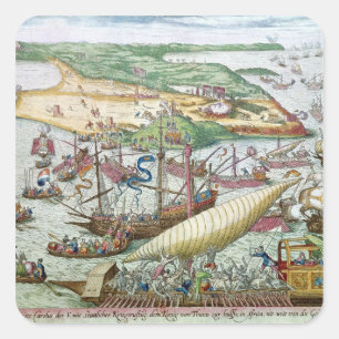 De Siege Tunis of La Goulette door Charles V. Vierkante Sticker
