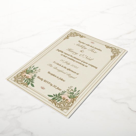 De sierlijke bloei bruiloft uitnodiging (Gedraaid)