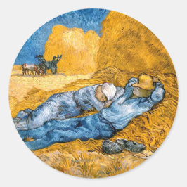 De Siesta (1890) landschapskunst Vincent Van Gogh Ronde Sticker