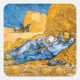 De Siesta (1890) landschapskunst Vincent Van Gogh Vierkante Sticker