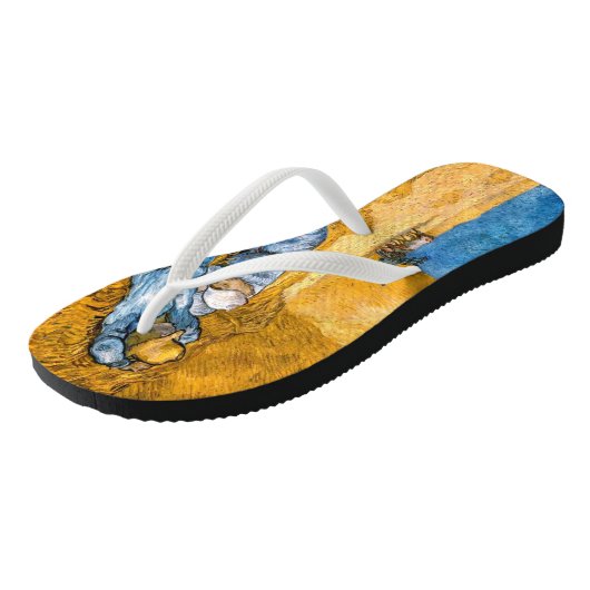 De Siesta (1890) Vincent Van Gogh Wheatfield Art Teenslippers (Schuin)