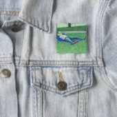 De Siesta (door Gustave Caillebotte) Vierkante Button 5,1 Cm (In situ)