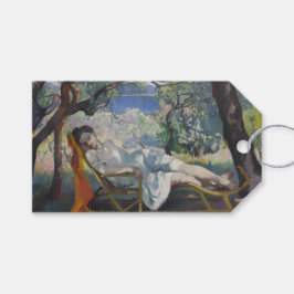 De siësta (Jeanne die rust in een zonovergoten tui Cadeaulabel