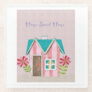 De Signature Whimsy (Roze & Turkoois) Glazen Onderzetter