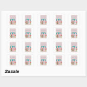 De Signature Whimsy (Roze & Turkoois) Vierkante Sticker (Vel)