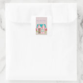 De Signature Whimsy (Roze & Turkoois) Vierkante Sticker (Tas)
