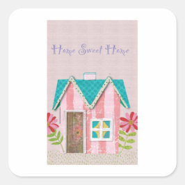 De Signature Whimsy (Roze & Turkoois) Vierkante Sticker