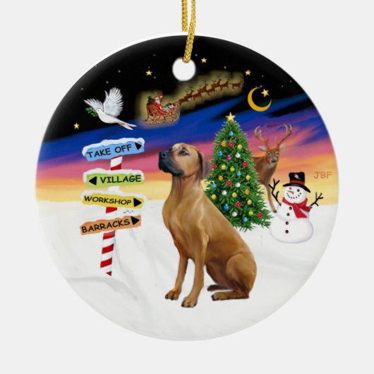 De Signs van Xmas - Ridgeback Rhodeis Keramisch Ornament (Voorkant)