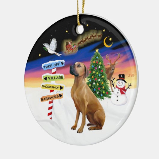 De Signs van Xmas - Ridgeback Rhodeis Keramisch Ornament (Links)