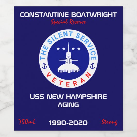 De Silent Service Veteran stijlvol Wijn Etiket (Enkel label)