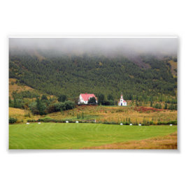 De Silfrastadakirkja-kerk in IJsland Foto Afdruk