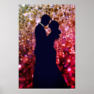 De Silhouet van Jonge Liefde op een Muurposter Poster