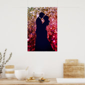 De Silhouet van Jonge Liefde op een Muurposter Poster (Keuken)