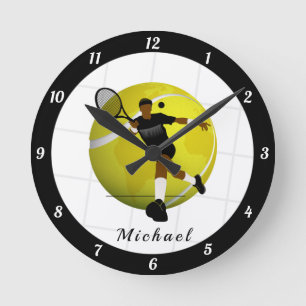 De Silhouette Illustratie Sport Naam van Tennis Pl Ronde Klok