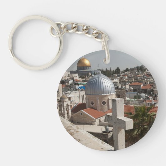 De Silhouette van het Oude Jeruzalem Sleutelhanger (Voorkant)