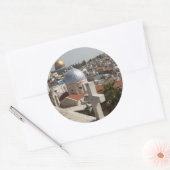 De Silhouette van Oud Jeruzalem Ronde Sticker (Envelop)