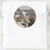 De Silhouette van Oud Jeruzalem Ronde Sticker (Tas)
