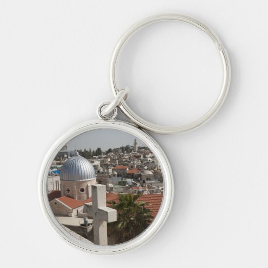 De Silhouette van Oud Jeruzalem Sleutelhanger (Voorkant)