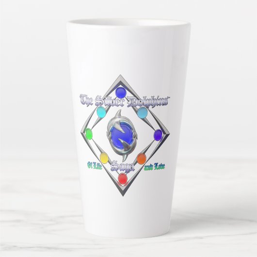 De Silver Dolphins Saga van het Leven en de Logo v Latte Mok (Voorkant)