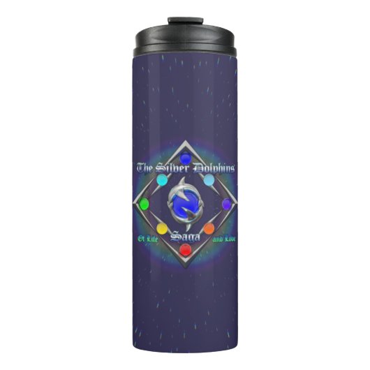 De Silver Dolphins Saga van het Leven en de Logo v Thermosbeker (Voorkant)