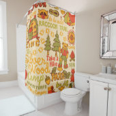 De Silver Wood Camp, schattige karakters naadloos Douchegordijn (In situ)