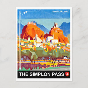 De Simplonpas, Zwitserland, vintage reis Briefkaart