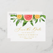 De Sinaasappels van de waterverf en de Graefruits Folie Uitnodiging Briefkaart (Voorkant / Achterkant)