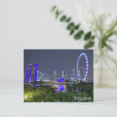 De Singapore Skyline bij nacht Briefkaart (Staand voorkant)