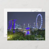 De Singapore Skyline bij nacht Briefkaart (Voorkant / Achterkant)