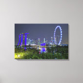 De Singapore Skyline bij nacht Canvas Afdruk (Voorkant)