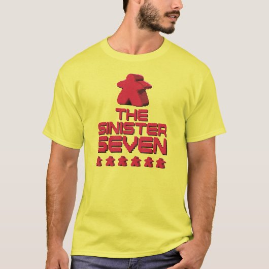 De Sinister Seven Meeple Weathered T-Shirt (Voorkant)