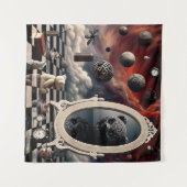 De sinistere weerspiegeling van de teddybeer wandkleed (Voorkant (horizontaal))