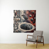 De sinistere weerspiegeling van de teddybeer wandkleed (In Situ (horizontaal))