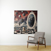 De sinistere weerspiegeling van de teddybeer wandkleed (In situ)