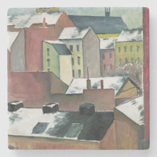 De Sint-Mary-kerk in Bonn in Snow, 1911 Stenen Onderzetter