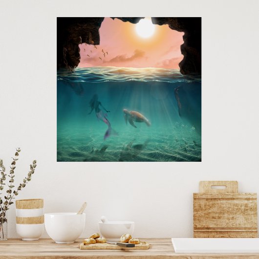 De sirene en de schildpad poster (Keuken)